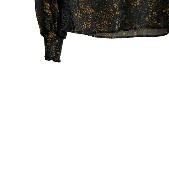 Line and Dot Sheer Floral Top Size S - Picture 12 of 13